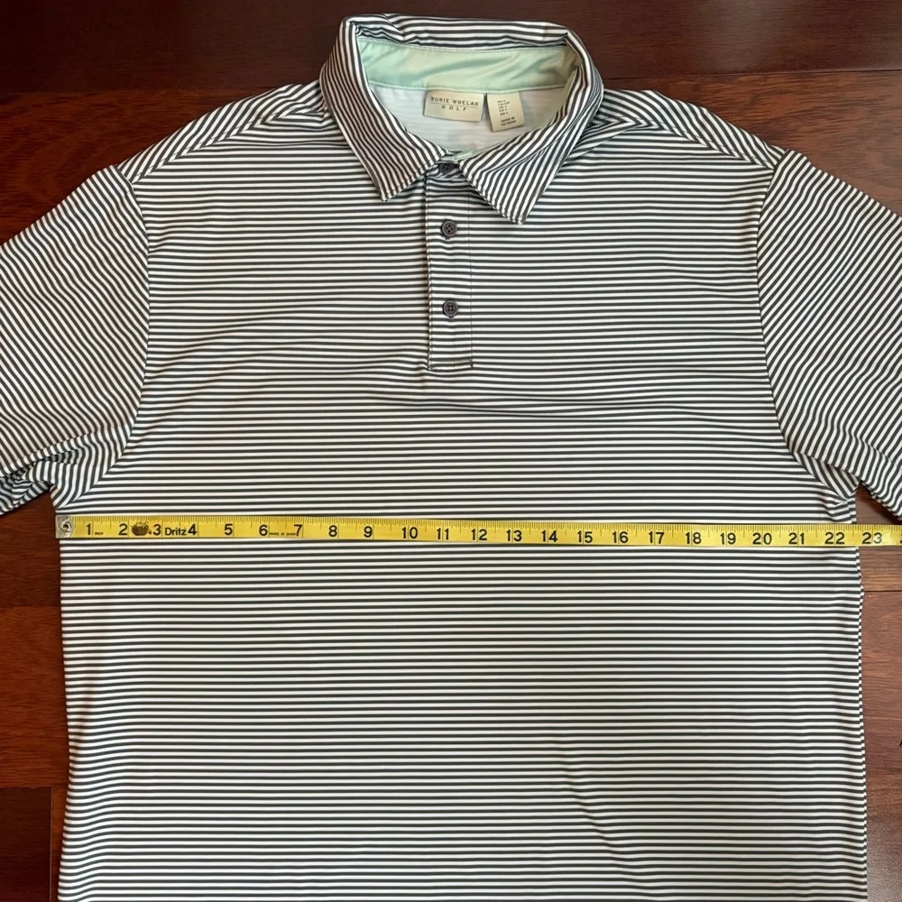 Rorie Whelan Golf Polo Shirt Striped Short Sleeve Mens Large UPF 50 Performance